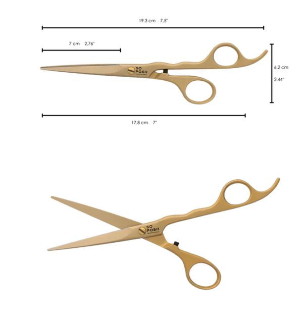 So Posh nůžky Satin Gold 7" 18cm Ergonomické - Image 3